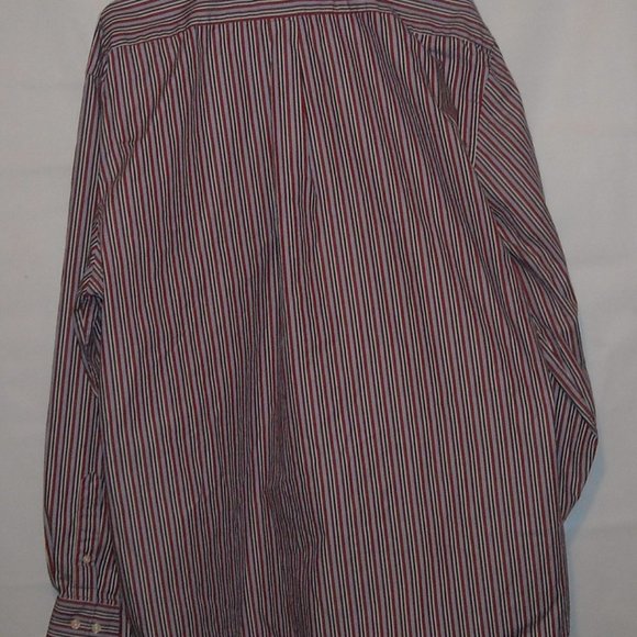 Peter Millar Red, White and blue vertical striped button down pocketed long slv - Picture 7 of 7